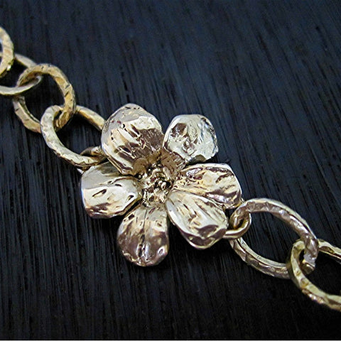 Gold Bronze Artisan Flower Jewelry Link