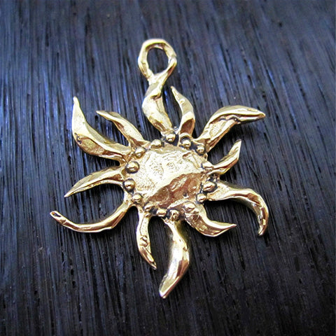 Gold Bronze Artisan Sun Charm and Pendant