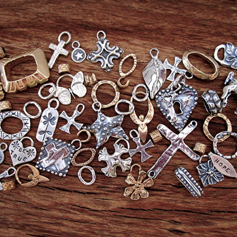 Assortment of Sterling Silver and Gold Bronze Artisan Jewelry Findings