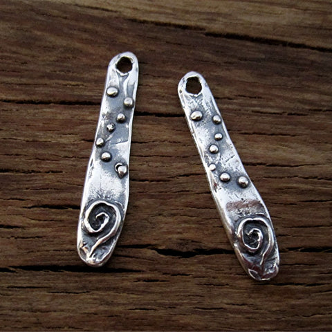 Sterling Silver Artisan Dotted Spiral Earring Dangles