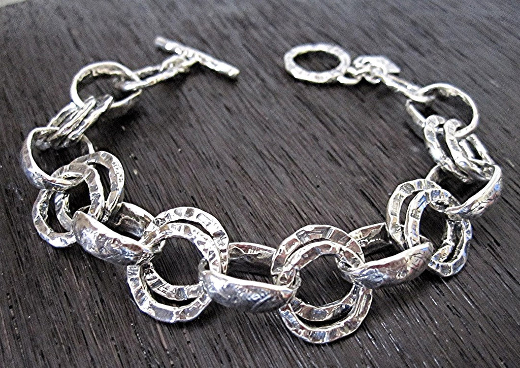 ONE Rustic Textured Sterling Silver Closed Jump Ring and Jewelry Link (one link)