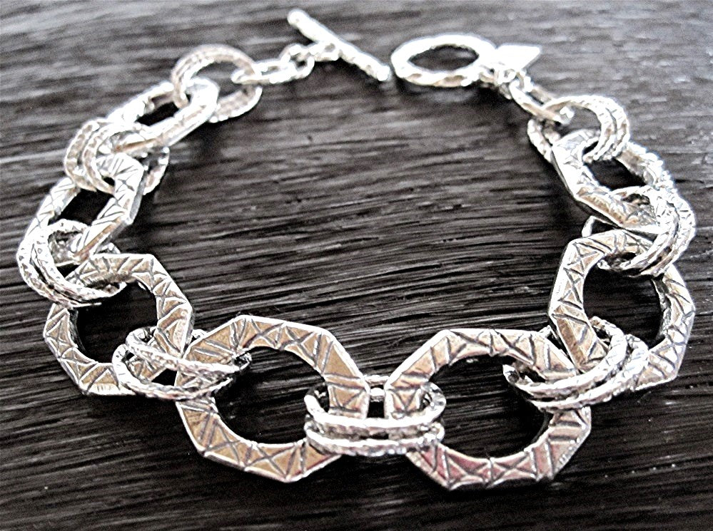 Chunky Designer Sterling Silver Link Bracelet