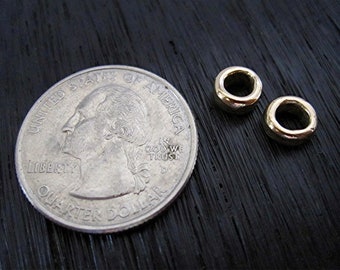 TWO Smooth Handmade Gold Bronze Round Bead and Slider (two beads)