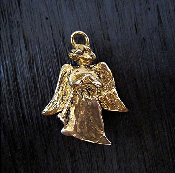 Artisan Gold Bronze Angel Charm and Pendant (one) (x)