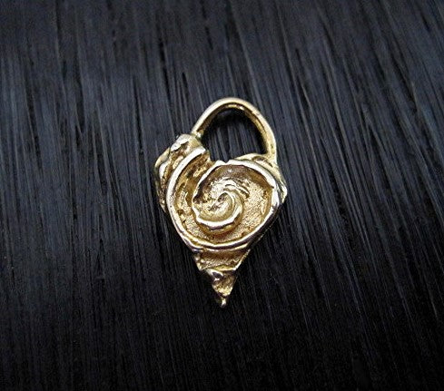 Artisan Spiral Heart Charm and Pendant in Gold Bronze (one charm)