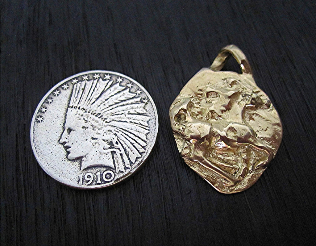 Artisan Horse Coin Pendant in Gold Bronze (one)