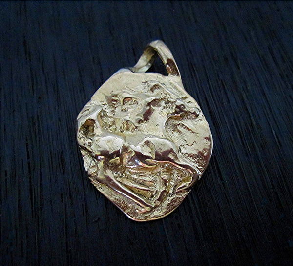 Artisan Horse Coin Pendant in Gold Bronze (one)