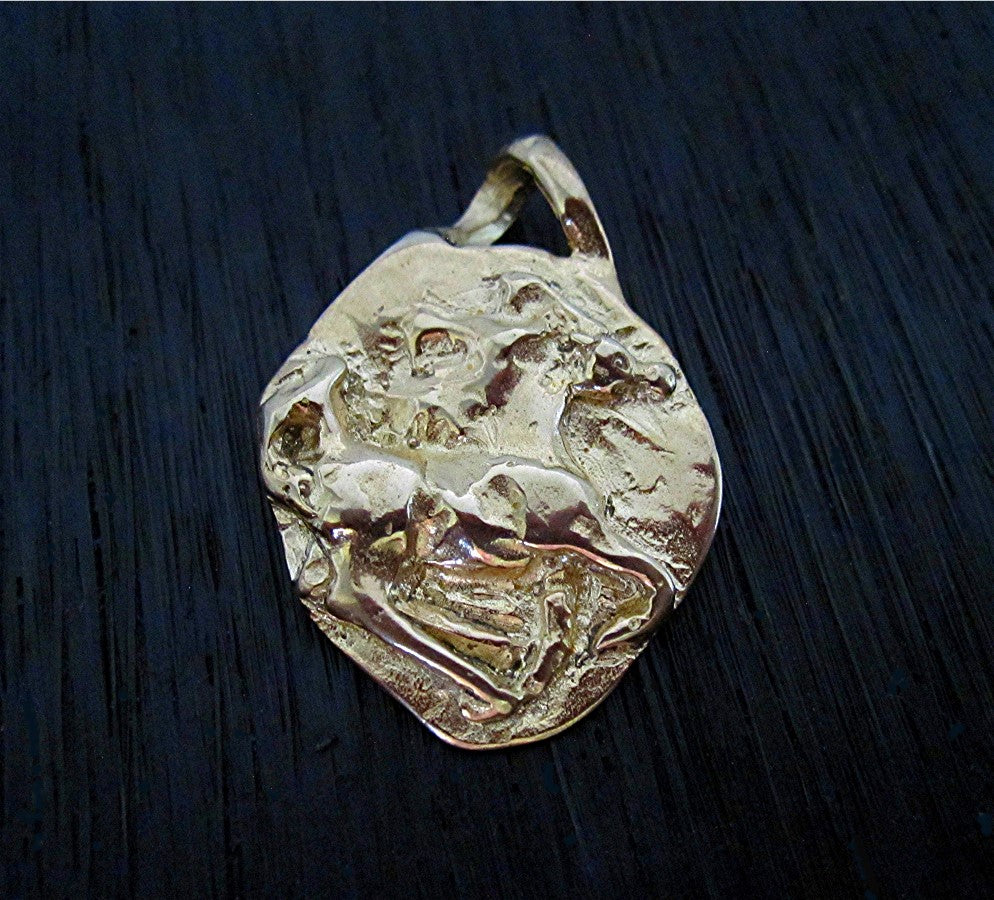 Artisan Horse Coin Pendant in Gold Bronze (one)