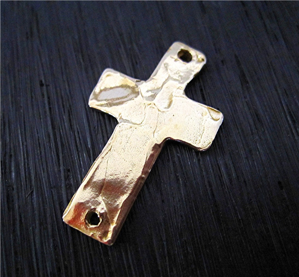 Artisan Rustic Simple Cross Link in Gold Bronze (one)