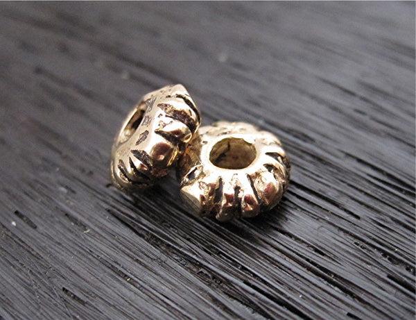 Gold Bronze Artisan Striped Spacer Beads