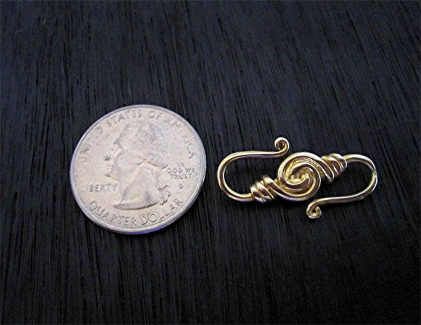 Handmade Artisan Spiral S Hook Clasp in Gold Bronze (one)