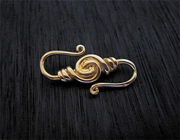 Handmade Artisan Spiral S Hook Clasp in Gold Bronze (one)