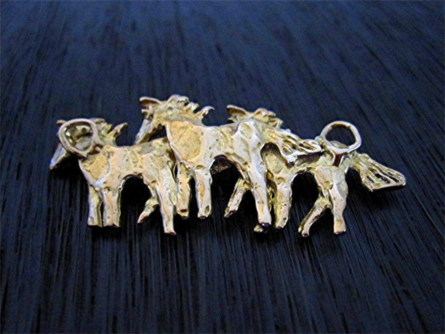 Gold Bronze Artisan Three Horse Jewelry Link