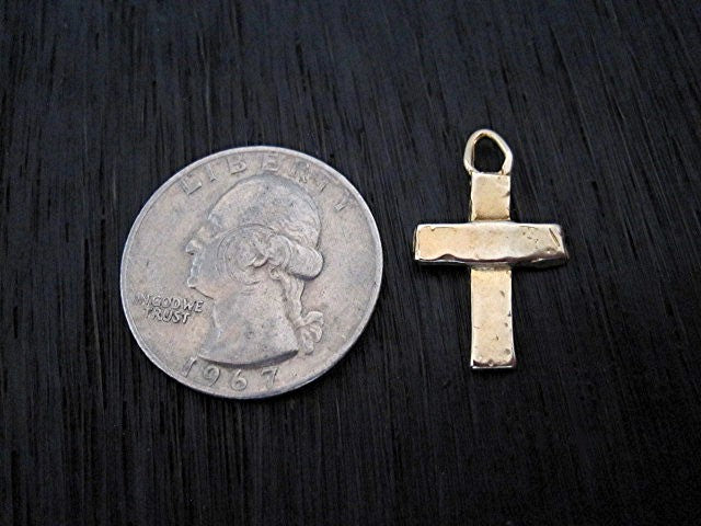 Rustic Gold Bronze Cross Charm and Pendant (one) (X)