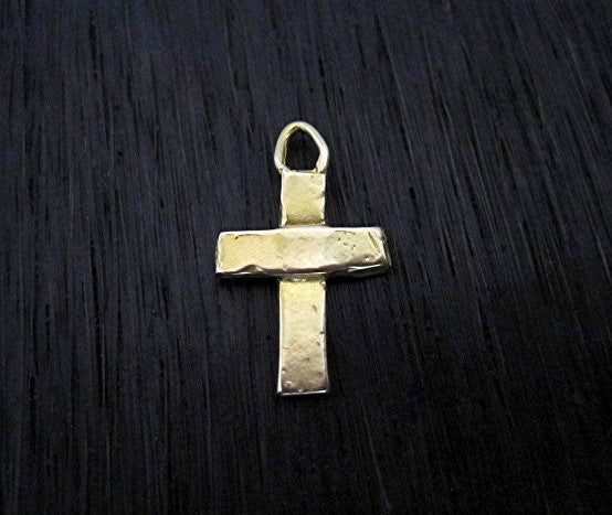 Rustic Gold Bronze Cross Charm and Pendant (one) (X)