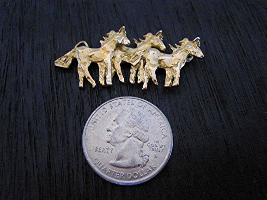 Gold Bronze Three Horse Jewelry Link