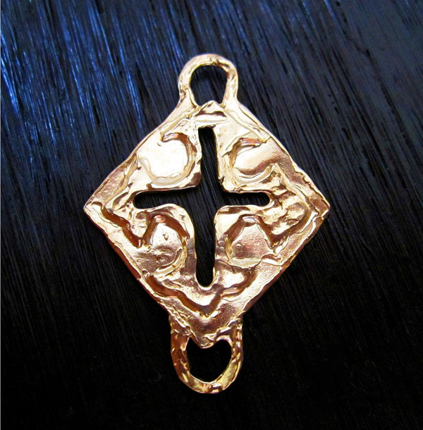 Artisan Gold Bronze Cross Jewelry Link and Connector