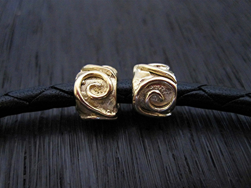 Artisan Spiral Jewelry Bead and Spacer in Gold Bronze (one bead)