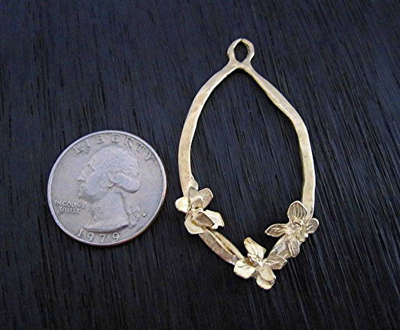 Artisan Flower Earring Hoops and Dangles in Gold Bronze (one pair) (X)
