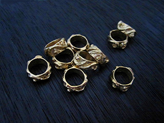 Artisan Designer Spacer Beads in Gold Bronze (TWO Beads)