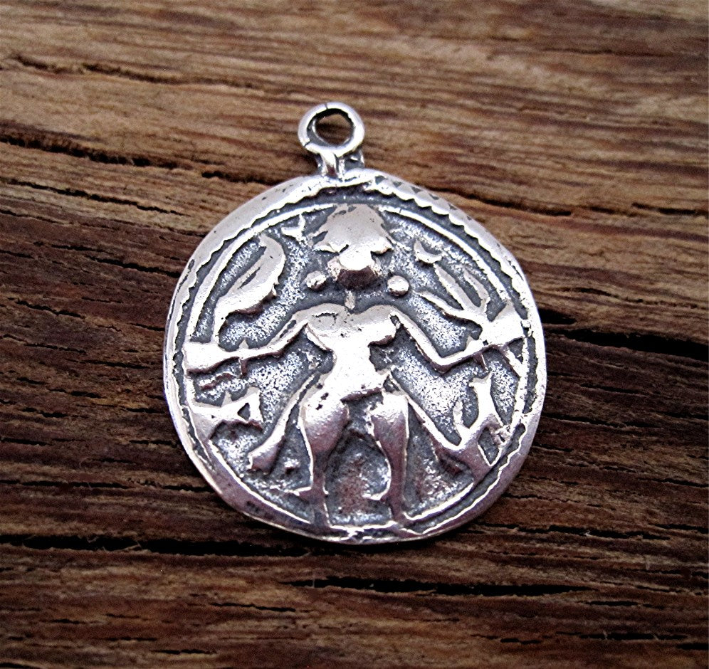 Sterling Silver Hindu Durga Warrior Goddess Charm and Pendant (one)