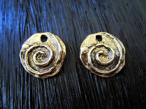 Gold Bronze Spiral Charms and Pendants