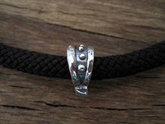 Large Dotted Sterling Silver Pendant Bail (one) (X)