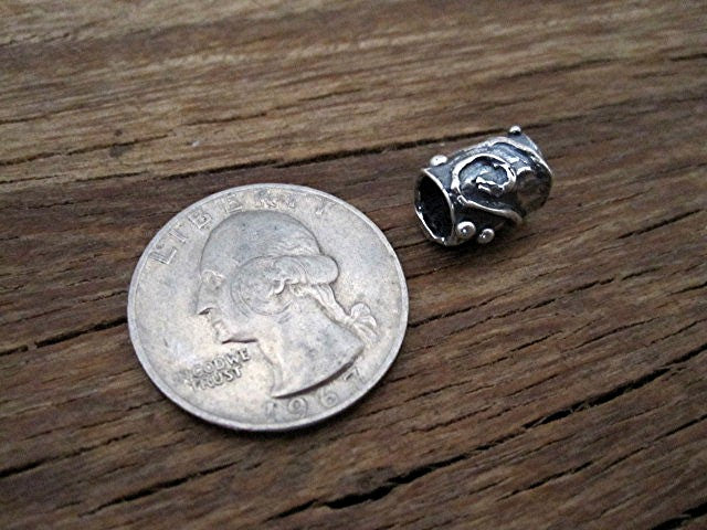 Artisan Dotted Spiral Spacer Bead in Sterling Silver (one bead) (X)