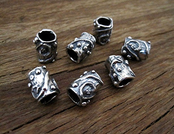 Artisan Dotted Spiral Spacer Bead in Sterling Silver (one bead) (X)