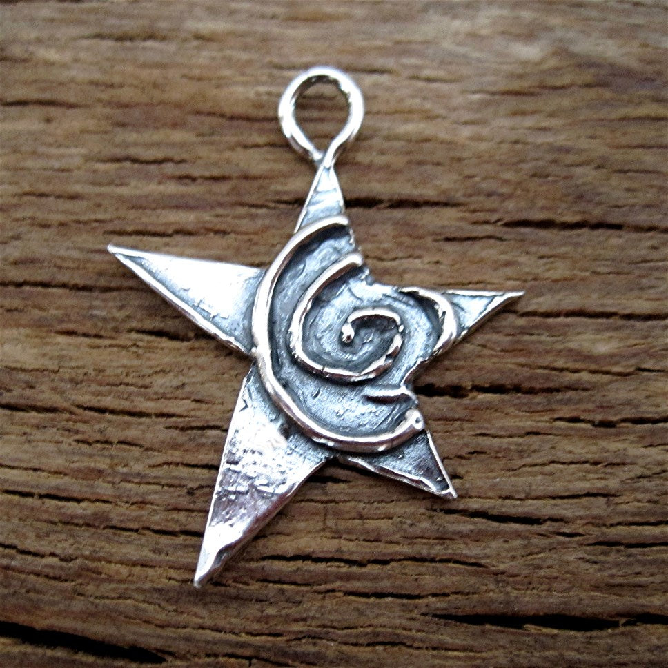 Sterling Silver Artisan Spiral Star Pendant and Charm (One Charm)