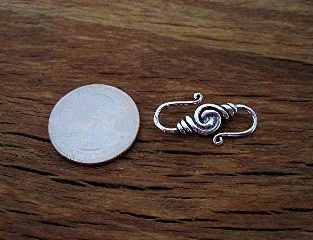 Artisan Spiral S Hook Clasp in Sterling Silver (one clasp)(N)