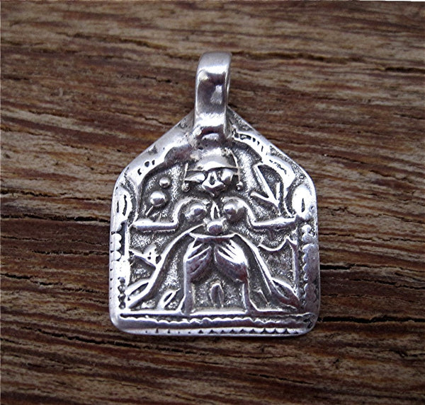 Hindu Durga Warrior Goddess Charm and Pendant in Sterling Silver (one)