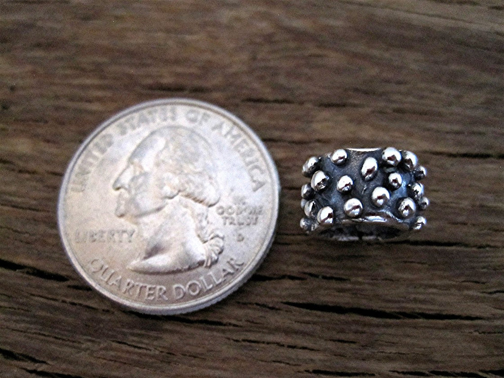 Sterling Silver Artisan Dotted Bead and Slider (one bead)