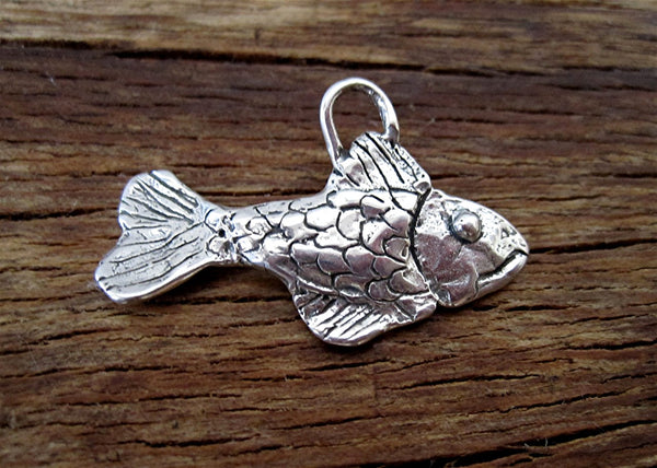 Sterling Silver Artisan Fish Charm and Pendant