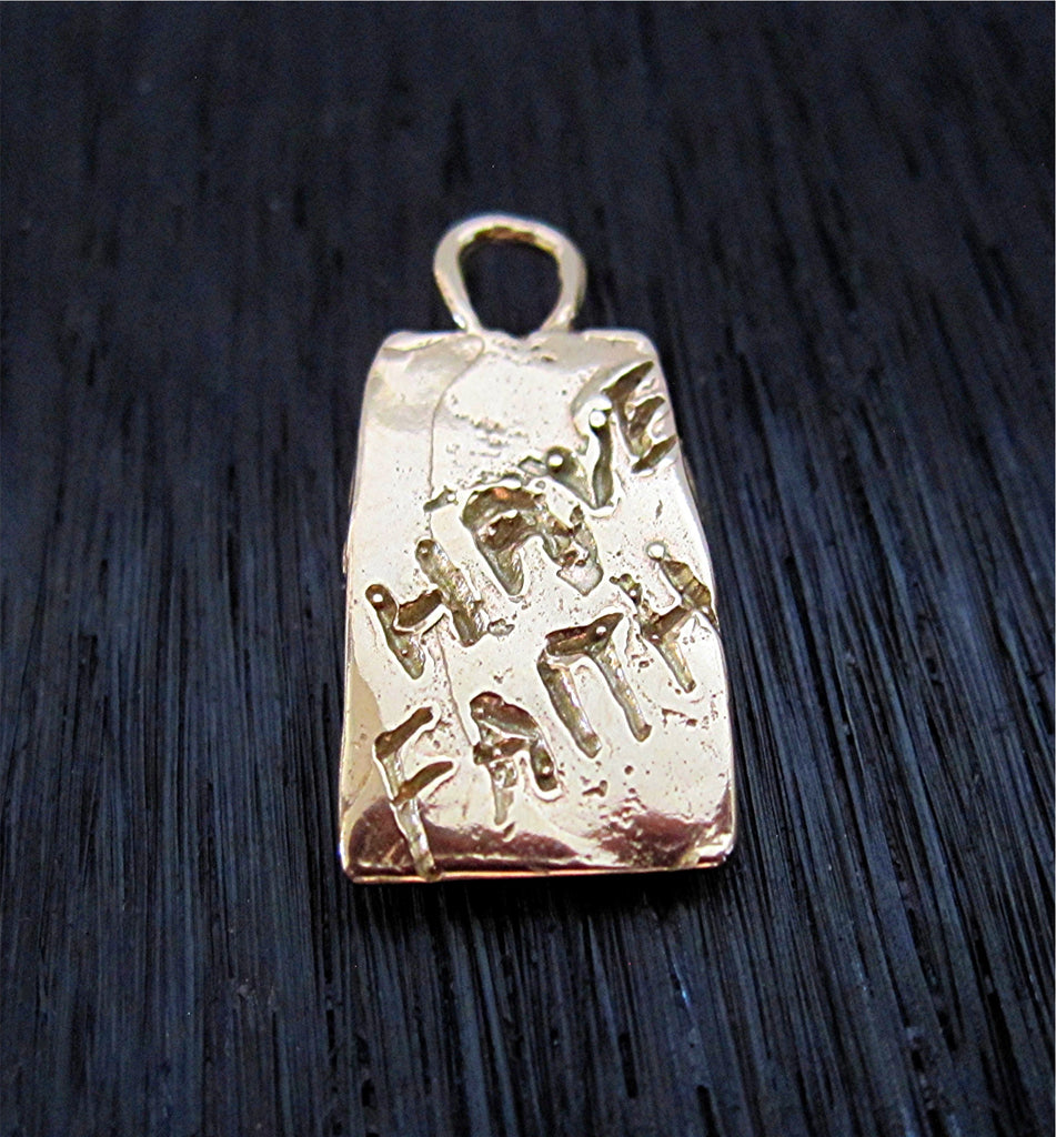 Rustic Artisan "Have Faith" Cross Charm and Pendant in Gold Bronze (one) (X)