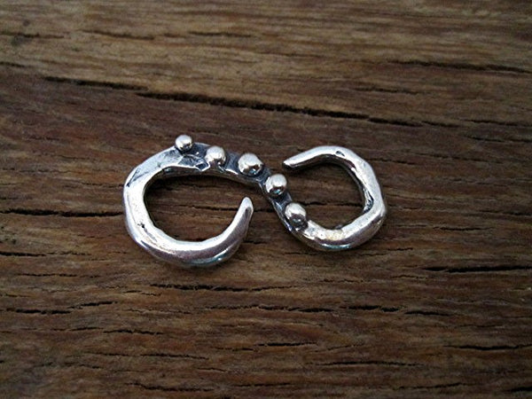 Large Sterling Silver Dotted S Hook Clasp (one) (X)
