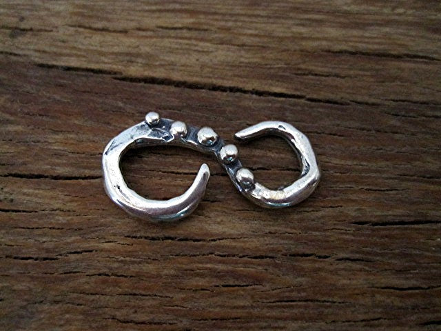 Large Sterling Silver Dotted S Hook Clasp (one) (X)