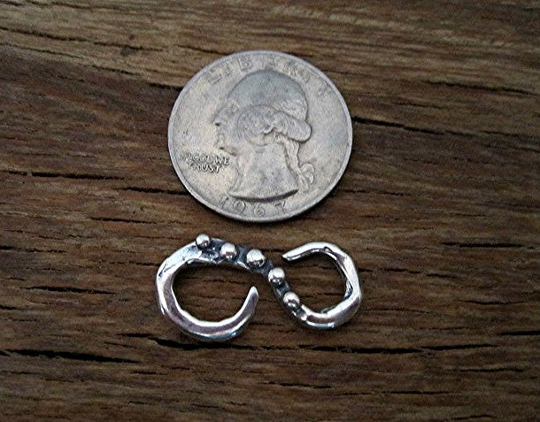 Large Sterling Silver Dotted S Hook Clasp (one) (X)