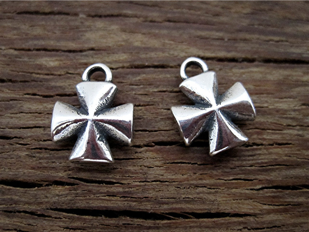 Small Concave Classic Designer Sterling Silver Cross Charm and Earring Charm (one charm)