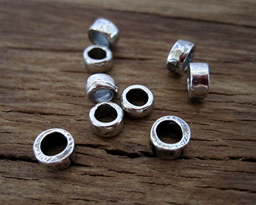 TWO 3.5mm Small Smooth Artisan Sterling Silver Bead Spacer and Slider (Set of 2)