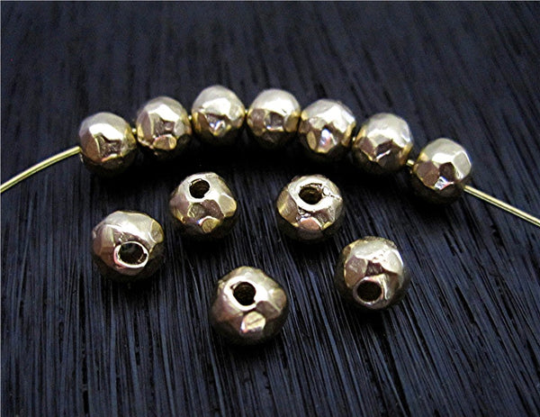 Rustic 4mm Textured Gold Bronze Round Sphere Spacer Bead (one)