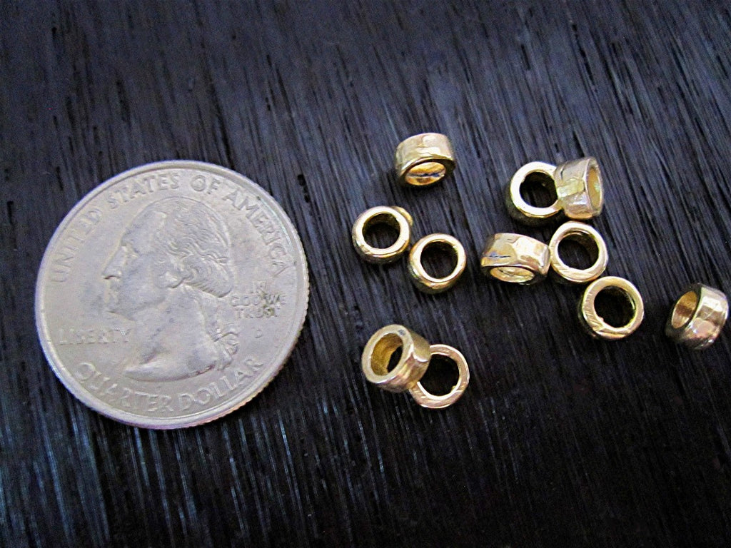 3.5mm Small Smooth Gold Bronze Artisan Bead Spacer and Slider (Set of 4)