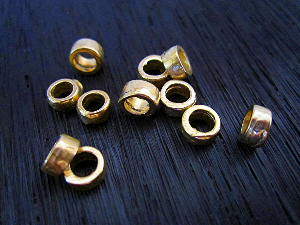 3.5mm Small Smooth Gold Bronze Artisan Bead Spacer and Slider (Set of 4)