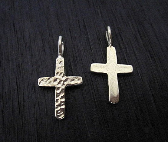 Textured Gold Bronze Cross Charm and Pendant (one) (X)