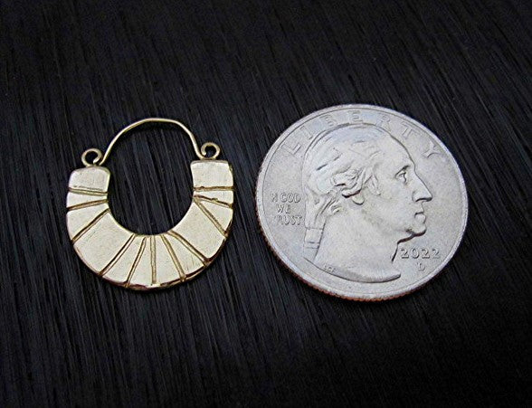 Artisan Half Circle Earring Dangle in Gold Bronze (one pair)