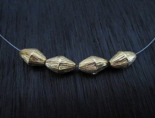 Artisan Textured Bicone Spacer Bead in Gold Bronze (one bead)