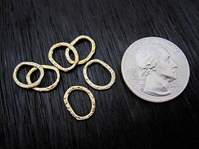 Textured, Artisan, Gold Bronze, Organic, Medium Jewelry Link (set of 6)