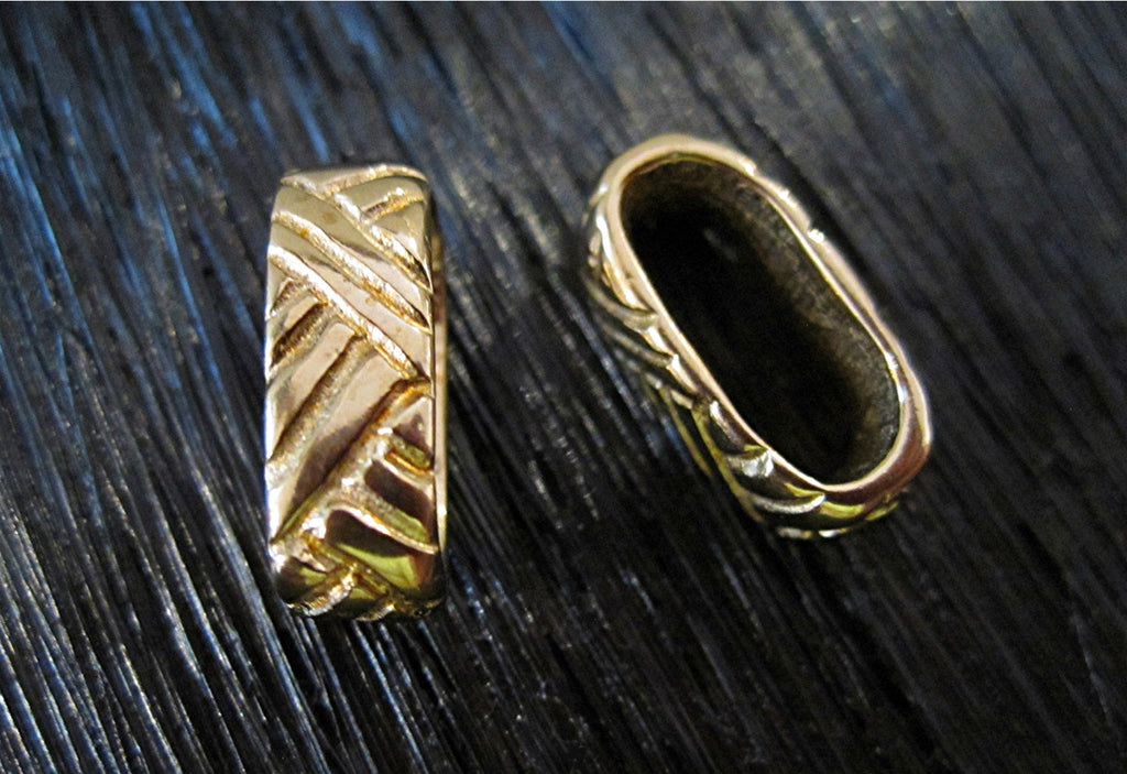 Artisan Gold Bronze Basket Weave Jewelry Links and Connectors (set of 2)