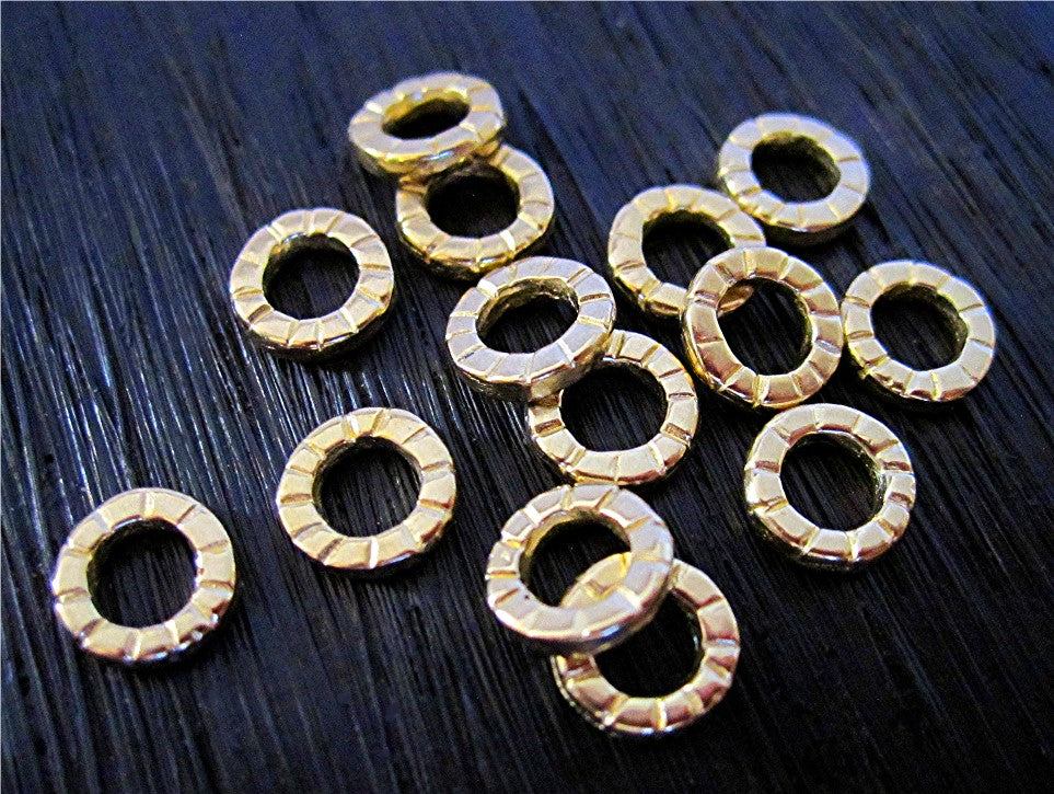 Artisan Gold Bronze Lined Disc Wheel Links and Spacers (SET OF 4 LINKS)