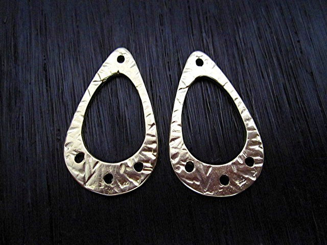 Textured Artisan Teardrop Earring Dangle in Gold Bronze (one pair)